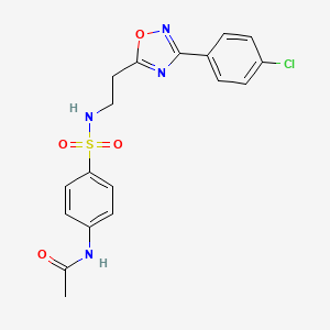 molecular formula C18H17ClN4O4S B7710548 N-(4-(N-(2-(3-(4-chlorophenyl)-1,2,4-oxadiazol-5-yl)ethyl)sulfamoyl)phenyl)acetamide 
