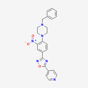 molecular formula C24H22N6O3 B7710565 3-(4-(4-benzylpiperazin-1-yl)-3-nitrophenyl)-5-(pyridin-4-yl)-1,2,4-oxadiazole 