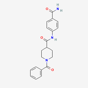 molecular formula C20H21N3O3 B7710578 1-Benzoyl-N-(4-carbamoylphenyl)piperidine-4-carboxamide CAS No. 433694-15-6