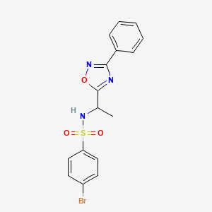 molecular formula C16H14BrN3O3S B7710617 4-bromo-N-(1-(3-phenyl-1,2,4-oxadiazol-5-yl)ethyl)benzenesulfonamide 