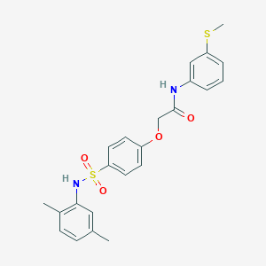 molecular formula C23H24N2O4S2 B7710636 2-(4-(N-(2,5-dimethylphenyl)sulfamoyl)phenoxy)-N-(3-(methylthio)phenyl)acetamide 