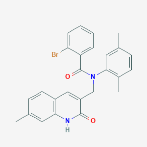 molecular formula C26H23BrN2O2 B7710672 2-bromo-N-(2,5-dimethylphenyl)-N-((2-hydroxy-7-methylquinolin-3-yl)methyl)benzamide 