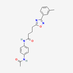 molecular formula C21H22N4O3 B7710688 N-(4-acetamidophenyl)-4-(3-(m-tolyl)-1,2,4-oxadiazol-5-yl)butanamide 