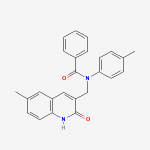 molecular formula C25H22N2O2 B7710693 N-((2-hydroxy-6-methylquinolin-3-yl)methyl)-N-(p-tolyl)benzamide 