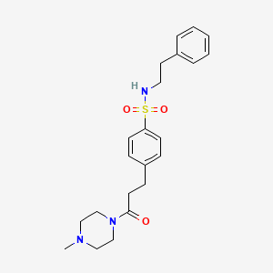 molecular formula C22H29N3O3S B7710706 4-(3-(4-methylpiperazin-1-yl)-3-oxopropyl)-N-phenethylbenzenesulfonamide 