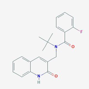molecular formula C21H21FN2O2 B7710726 N-(tert-butyl)-2-fluoro-N-((2-hydroxyquinolin-3-yl)methyl)benzamide 