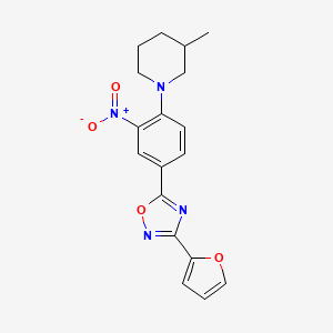 molecular formula C18H18N4O4 B7710734 3-(furan-2-yl)-5-(4-(3-methylpiperidin-1-yl)-3-nitrophenyl)-1,2,4-oxadiazole 