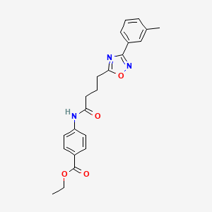 molecular formula C22H23N3O4 B7710758 ethyl 4-(4-(3-(m-tolyl)-1,2,4-oxadiazol-5-yl)butanamido)benzoate 