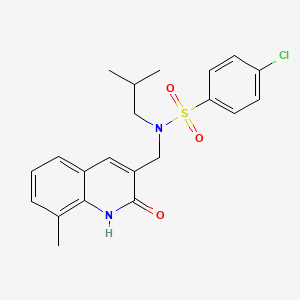 molecular formula C21H23ClN2O3S B7710773 4-chloro-N-((2-hydroxy-8-methylquinolin-3-yl)methyl)-N-isobutylbenzenesulfonamide 