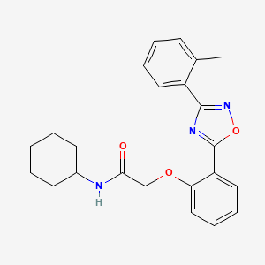 molecular formula C23H25N3O3 B7710801 N-cyclohexyl-2-(2-(3-(o-tolyl)-1,2,4-oxadiazol-5-yl)phenoxy)acetamide 