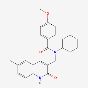 N-cyclohexyl-N-((2-hydroxy-6-methylquinolin-3-yl)methyl)-4-methoxybenzamide