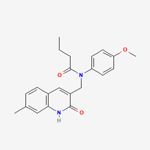 molecular formula C22H24N2O3 B7710809 N-((2-hydroxy-7-methylquinolin-3-yl)methyl)-N-(4-methoxyphenyl)butyramide 