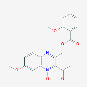 molecular formula C20H18N2O6 B7710814 2-acetyl-7-methoxy-3-(((2-methoxybenzoyl)oxy)methyl)quinoxaline 1-oxide 