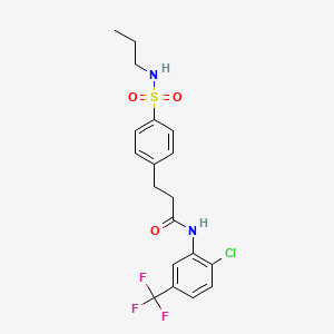 molecular formula C19H20ClF3N2O3S B7710827 N-(2-chloro-5-(trifluoromethyl)phenyl)-3-(4-(N-propylsulfamoyl)phenyl)propanamide 