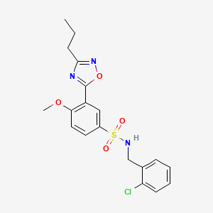 molecular formula C19H20ClN3O4S B7710853 N-(2-chlorobenzyl)-4-methoxy-3-(3-propyl-1,2,4-oxadiazol-5-yl)benzenesulfonamide 