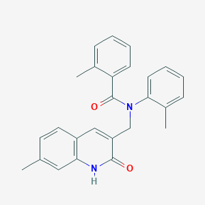 molecular formula C26H24N2O2 B7710868 N-((2-hydroxy-7-methylquinolin-3-yl)methyl)-2-methyl-N-(o-tolyl)benzamide 