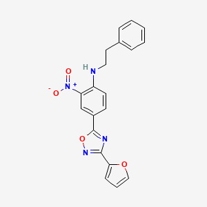 molecular formula C20H16N4O4 B7710878 4-(3-(furan-2-yl)-1,2,4-oxadiazol-5-yl)-2-nitro-N-phenethylaniline 