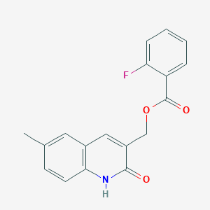 molecular formula C18H14FNO3 B7710890 (2-hydroxy-6-methylquinolin-3-yl)methyl 2-fluorobenzoate 