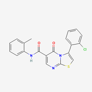 molecular formula C20H14ClN3O2S B7710896 3-(4-fluorophenyl)-N-(3-methoxyphenyl)-5-oxo-5H-[1,3]thiazolo[3,2-a]pyrimidine-6-carboxamide 