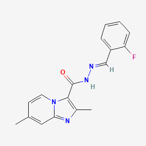 molecular formula C17H15FN4O B7710903 (E)-N'-(2-fluorobenzylidene)-2,7-dimethylimidazo[1,2-a]pyridine-3-carbohydrazide 