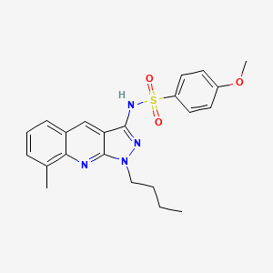 molecular formula C22H24N4O3S B7710934 N-(1-butyl-8-methyl-1H-pyrazolo[3,4-b]quinolin-3-yl)-4-methoxybenzenesulfonamide 