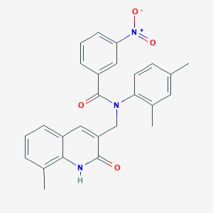 N-(2,4-dimethylphenyl)-N-((2-hydroxy-8-methylquinolin-3-yl)methyl)-3-nitrobenzamide