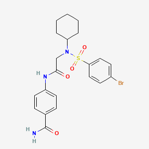 molecular formula C21H24BrN3O4S B7710968 2-(N-cyclohexyl4-bromobenzenesulfonamido)-N-ethylacetamide 