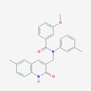 molecular formula C26H24N2O3 B7710978 N-((2-hydroxy-6-methylquinolin-3-yl)methyl)-3-methoxy-N-(m-tolyl)benzamide 