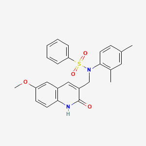 molecular formula C25H24N2O4S B7710994 N-(2,4-dimethylphenyl)-N-((2-hydroxy-6-methoxyquinolin-3-yl)methyl)benzenesulfonamide 
