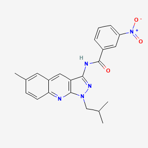 molecular formula C22H21N5O3 B7711025 N-(1-isobutyl-6-methyl-1H-pyrazolo[3,4-b]quinolin-3-yl)-3-nitrobenzamide 