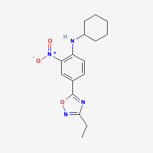 molecular formula C16H20N4O3 B7711070 N-cyclohexyl-4-(3-ethyl-1,2,4-oxadiazol-5-yl)-2-nitroaniline 