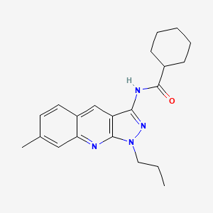 molecular formula C21H26N4O B7711092 N-(7-methyl-1-propyl-1H-pyrazolo[3,4-b]quinolin-3-yl)cyclohexanecarboxamide 
