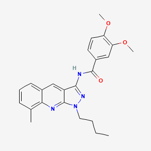 molecular formula C24H26N4O3 B7711096 N-(1-butyl-8-methyl-1H-pyrazolo[3,4-b]quinolin-3-yl)-3,4-dimethoxybenzamide 