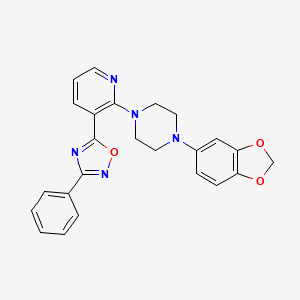 molecular formula C24H21N5O3 B7711099 5-(2-(4-(benzo[d][1,3]dioxol-5-yl)piperazin-1-yl)pyridin-3-yl)-3-phenyl-1,2,4-oxadiazole 