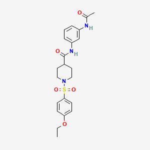 molecular formula C22H27N3O5S B7711103 N-(2,3-dihydro-1,4-benzodioxin-6-yl)-1-(4-ethoxybenzenesulfonyl)piperidine-4-carboxamide 