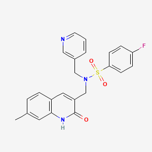 molecular formula C23H20FN3O3S B7711110 4-fluoro-N-((2-hydroxy-7-methylquinolin-3-yl)methyl)-N-(pyridin-3-ylmethyl)benzenesulfonamide 