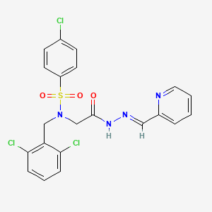 molecular formula C21H17Cl3N4O3S B7711122 (E)-4-chloro-N-(2,6-dichlorobenzyl)-N-(2-oxo-2-(2-(pyridin-2-ylmethylene)hydrazinyl)ethyl)benzenesulfonamide 
