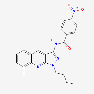 molecular formula C22H21N5O3 B7711131 N-(1-butyl-8-methyl-1H-pyrazolo[3,4-b]quinolin-3-yl)-4-nitrobenzamide 