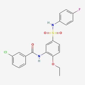 molecular formula C21H18ClFN2O4S B7711149 3-chloro-N-(2-ethoxy-5-(N-(4-fluorophenyl)sulfamoyl)phenyl)benzamide 