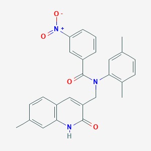 N-(2,5-dimethylphenyl)-N-((2-hydroxy-7-methylquinolin-3-yl)methyl)-3-nitrobenzamide