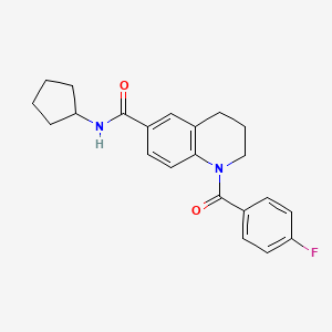 molecular formula C22H23FN2O2 B7711159 N-cyclopentyl-1-(4-fluorobenzoyl)-1,2,3,4-tetrahydroquinoline-6-carboxamide 