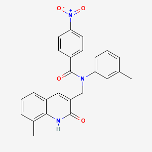 molecular formula C25H21N3O4 B7711169 N-((2-hydroxy-8-methylquinolin-3-yl)methyl)-4-nitro-N-(m-tolyl)benzamide 