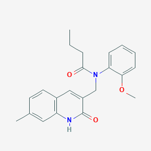 molecular formula C22H24N2O3 B7711181 N-((2-hydroxy-7-methylquinolin-3-yl)methyl)-N-(2-methoxyphenyl)butyramide 