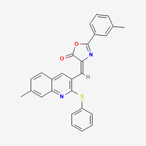 molecular formula C27H20N2O2S B7711204 (E)-4-((7-methyl-2-(phenylthio)quinolin-3-yl)methylene)-2-(m-tolyl)oxazol-5(4H)-one 