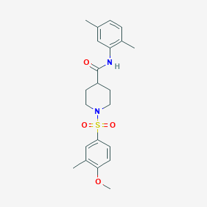 molecular formula C22H28N2O4S B7711218 N-cyclopropyl-1-(4-methoxy-3-methylbenzenesulfonyl)piperidine-4-carboxamide 