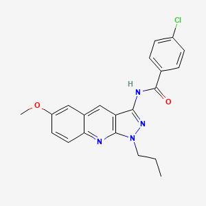 molecular formula C21H19ClN4O2 B7711241 4-chloro-N-(6-methoxy-1-propyl-1H-pyrazolo[3,4-b]quinolin-3-yl)benzamide 