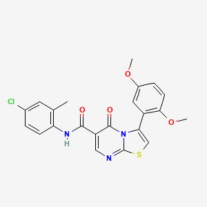 molecular formula C22H18ClN3O4S B7711251 N-cycloheptyl-3-(2,5-dimethoxyphenyl)-5-oxo-5H-[1,3]thiazolo[3,2-a]pyrimidine-6-carboxamide 