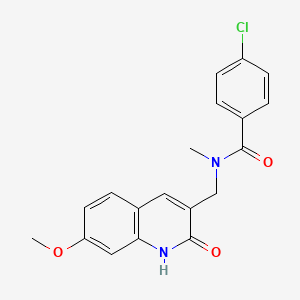 molecular formula C19H17ClN2O3 B7711255 4-chloro-N-((2-hydroxy-7-methoxyquinolin-3-yl)methyl)-N-methylbenzamide 