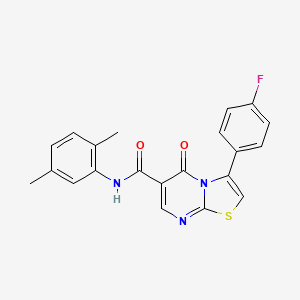 molecular formula C21H16FN3O2S B7711286 N-cycloheptyl-3-(4-fluorophenyl)-5-oxo-5H-[1,3]thiazolo[3,2-a]pyrimidine-6-carboxamide 