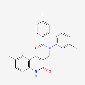 molecular formula C26H24N2O2 B7711303 N-((2-hydroxy-6-methylquinolin-3-yl)methyl)-4-methyl-N-(m-tolyl)benzamide 